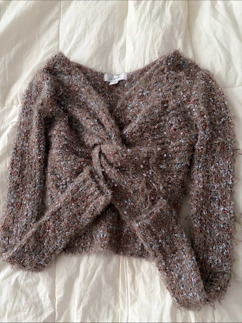 Fun Multi-color Greige Cropped Sweater